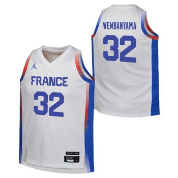 Camiseta de tirantes Nike Team France Home Jersey Victor Wembanyama Blanco, Niño
